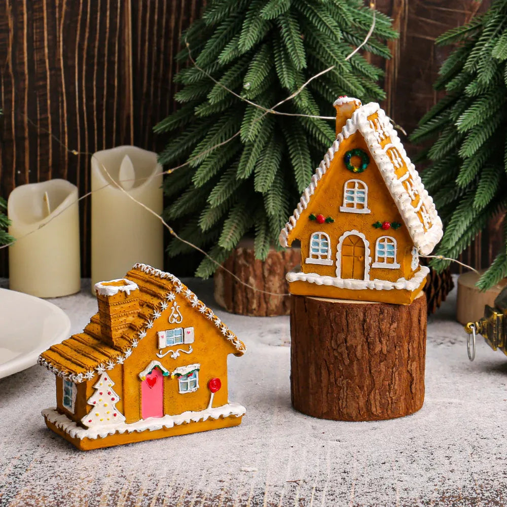 Weihnachts-Miniaturhaus, Mikro-Landschaft, leuchtendes Haus, Einrichtungsgegenstände, Ornamente