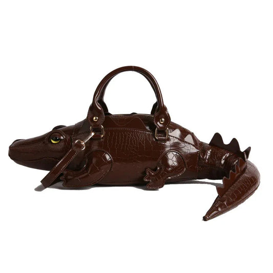 Kreative lustige Krokodilförmige Lederhandtasche für Damen