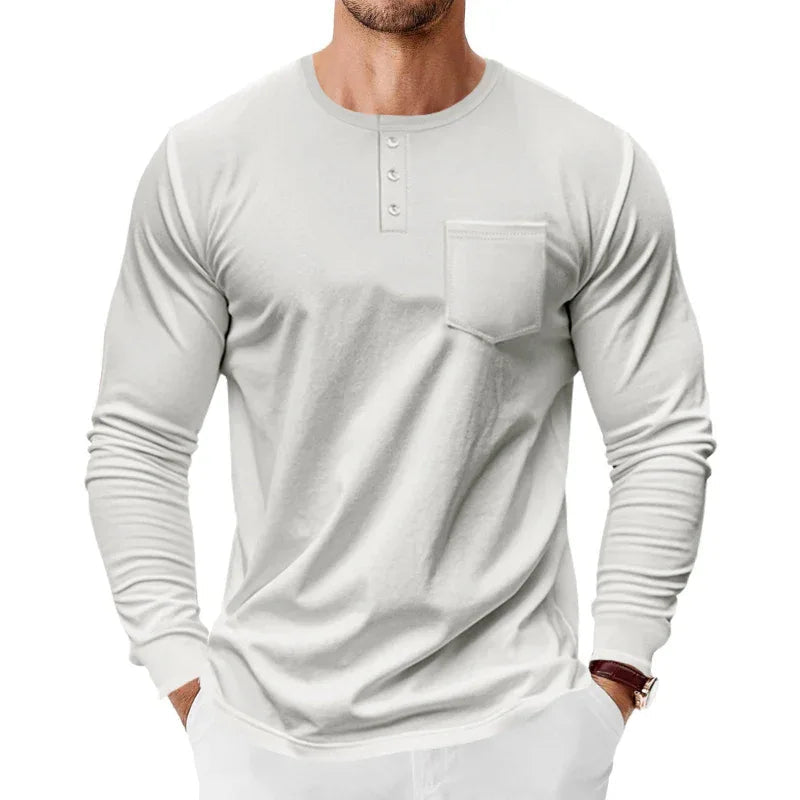 Herren Henley Langarmshirt für Frühling und Herbst