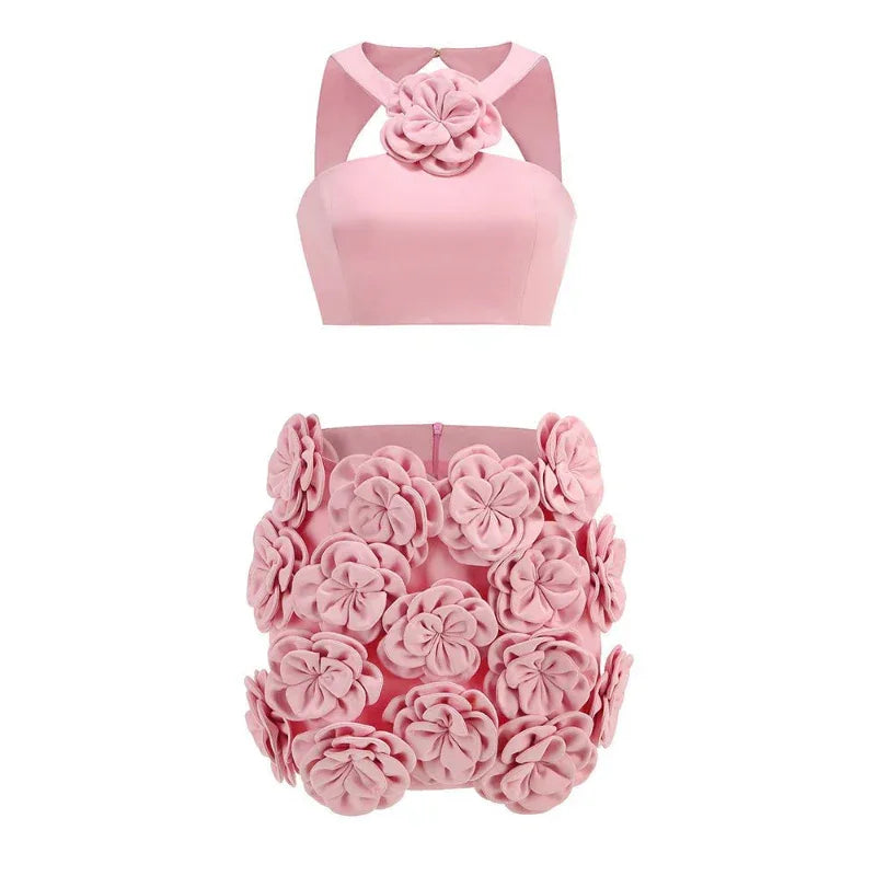 Mode-Kleidungsset Crop Top & Zierrock mit Blumenmuster