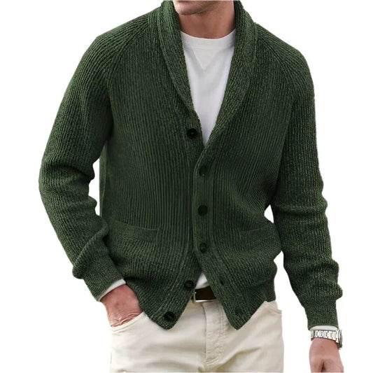 Herren-Pullover aus Baumwollmischung, locker geschnitten, geknöpft