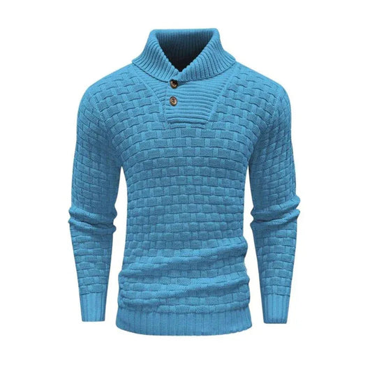 Herren Rollkragenpullover mit Knöpfen im Slim Fit