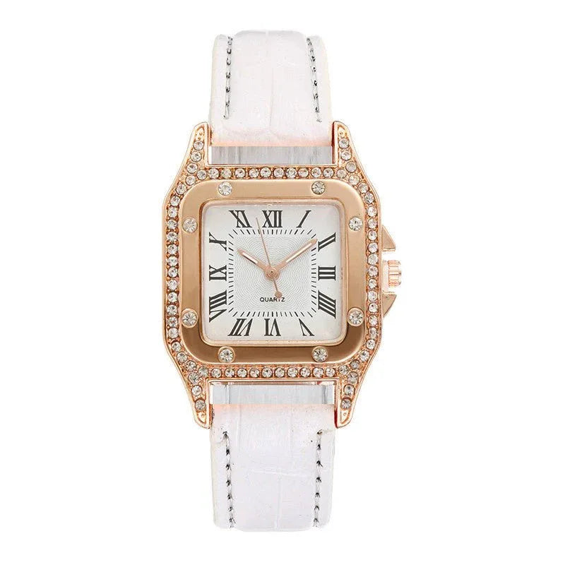 Quadratische Strass-Uhr für Damen