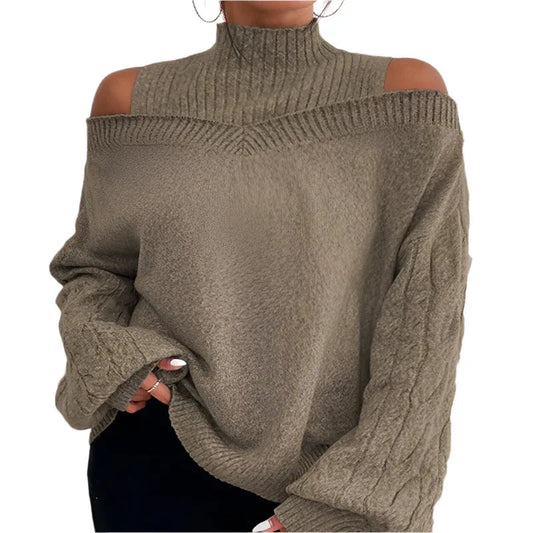 Damen-Rollkragenpullover mit Carmen-Ausschnitt