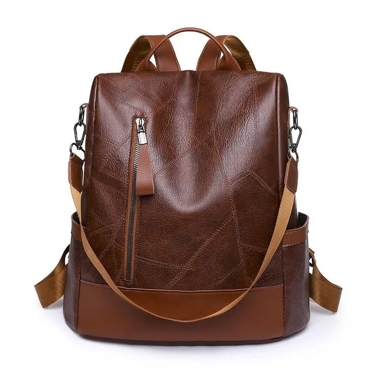 Damen Rucksack aus weichem Leder mit großem Fassungsvermögen, mehreren Fächern und Schultergurt