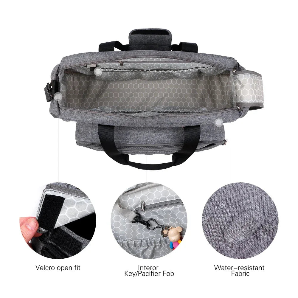 Multifunktionaler, organisierter Wickelrucksack, umwandelbar zur Babywiege, Wickelunterlage