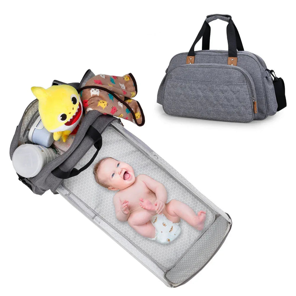 Multifunktionaler, organisierter Wickelrucksack, umwandelbar zur Babywiege, Wickelunterlage