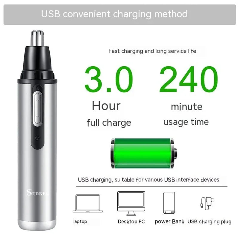 Fünf-in-Eins Multifunktionaler USB-Ladefähiger Tragbarer Mini-Nasen-Ohrhaartrimmer