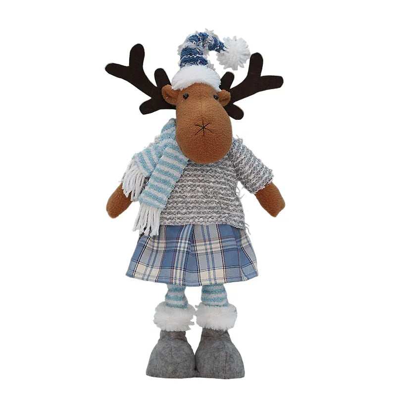 Große ausziehbare Weihnachtsfiguren aus blauem Stoff
