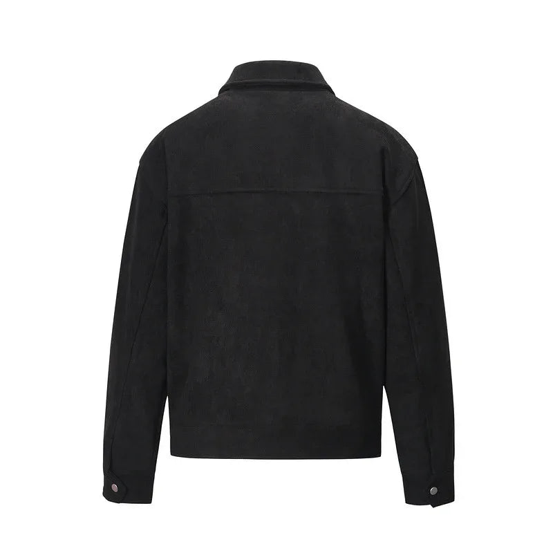 Vintage Solide Jacke mit mehreren Taschen und Reißverschluss