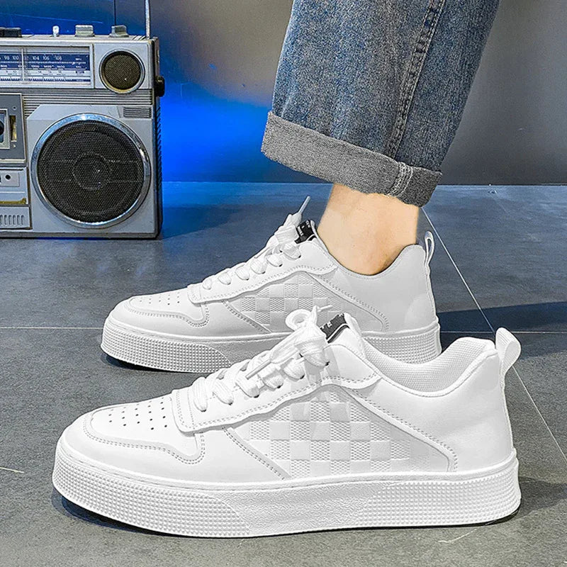 Legere Schnür-Sneaker für Herren Modische atmungsaktive karierte Flats