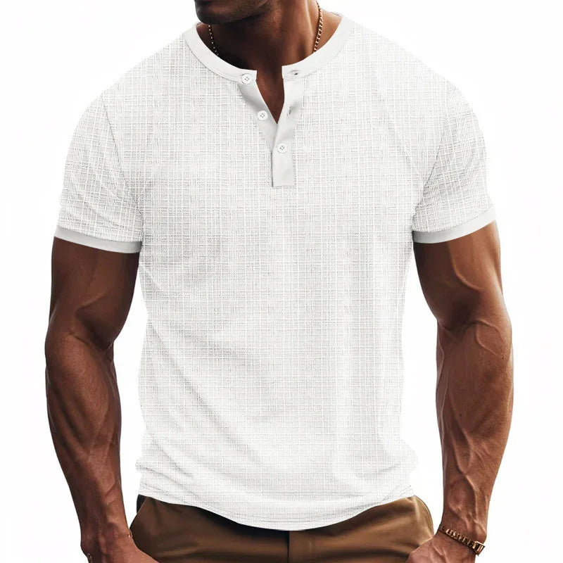 Atmungsaktives Freizeit-Henley-Shirt für Herren mit Knöpfen