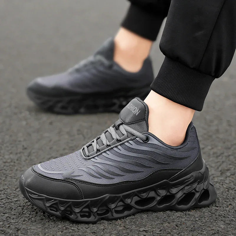 Herren-Schnür-Sneaker mit dicker Sohle, vulkanisierte Outdoor-Indoor-Laufschuhe