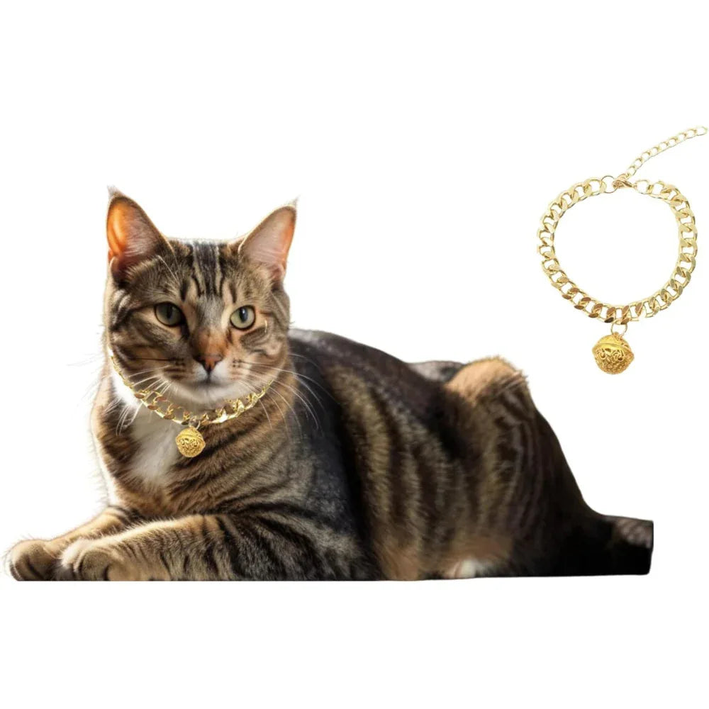 Goldene Katzenhalskette mit Glöckchen, leichtes Metallhalsband für langanhaltenden Gebrauch, verstellbarer Schmuck für Katzen und Hunde