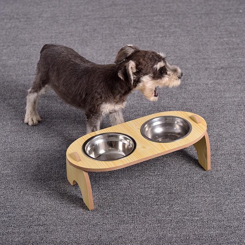 Doppelnapf für Hunde mit Holzständer
