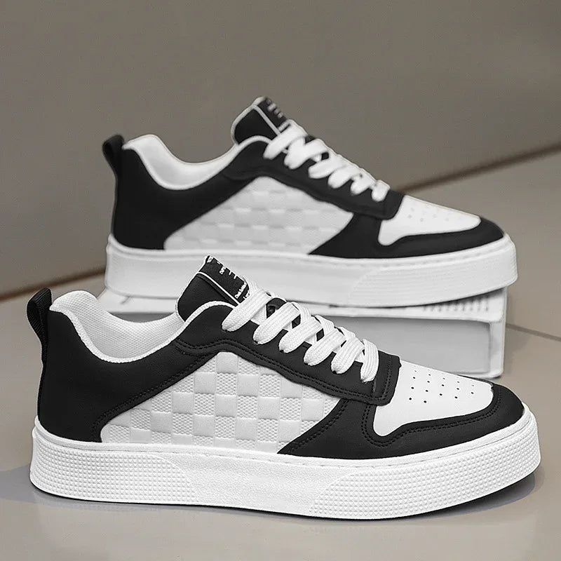 Legere Schnür-Sneaker für Herren Modische atmungsaktive karierte Flats