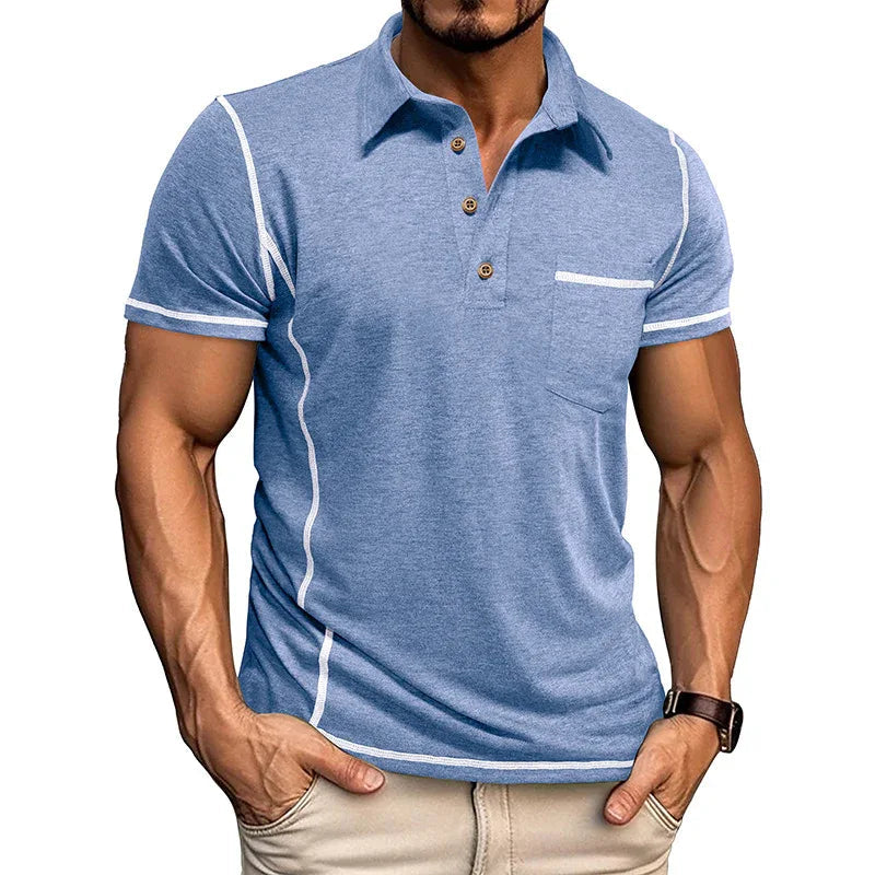 Kurzarm-T-Shirt mit Revers und Brusttasche
