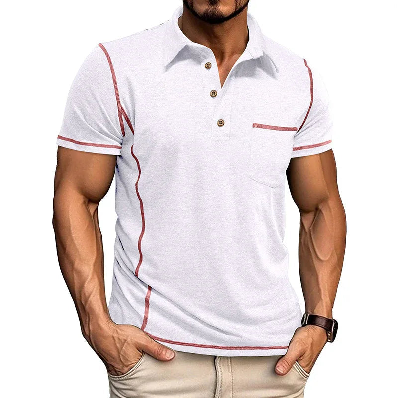Kurzarm-T-Shirt mit Revers und Brusttasche