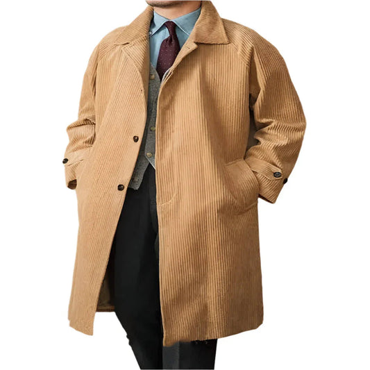 Autumn Long-Cut Loose Fit Raglan Sleeve Retro Coat For Men