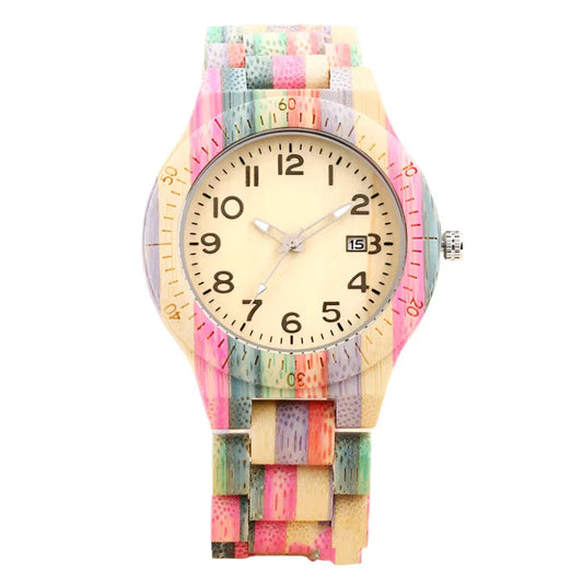 Colorful Unisex Bamboo Wood Watch