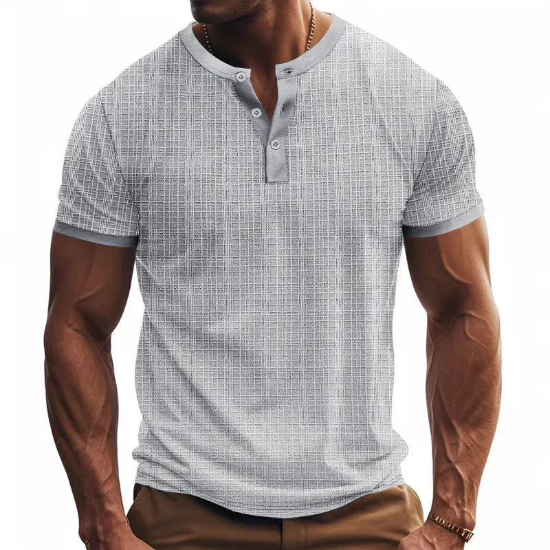 Atmungsaktives Freizeit-Henley-Shirt für Herren mit Knöpfen
