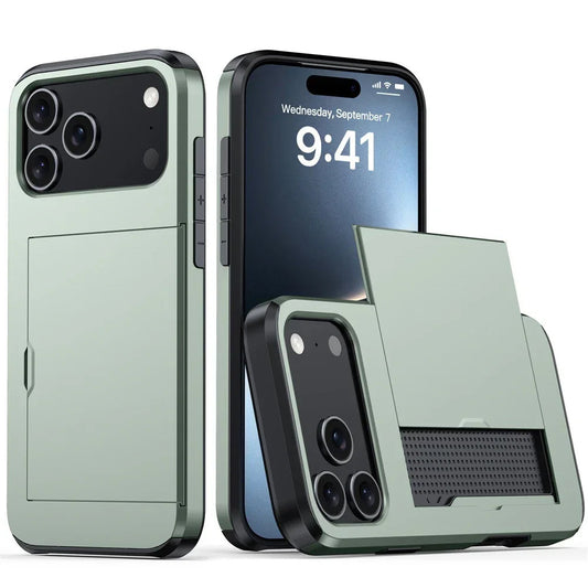 Schutzhülle für das Handy mit verschiebbarer Abdeckung für Karten