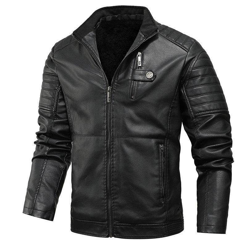 Herren-Motorradjacke aus Kunstleder mit Samtfutter