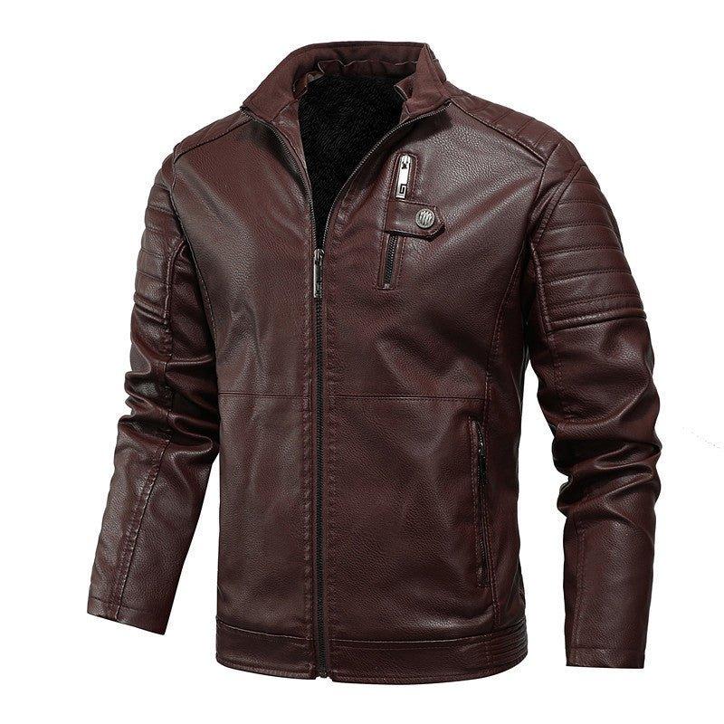 Herren-Motorradjacke aus Kunstleder mit Samtfutter