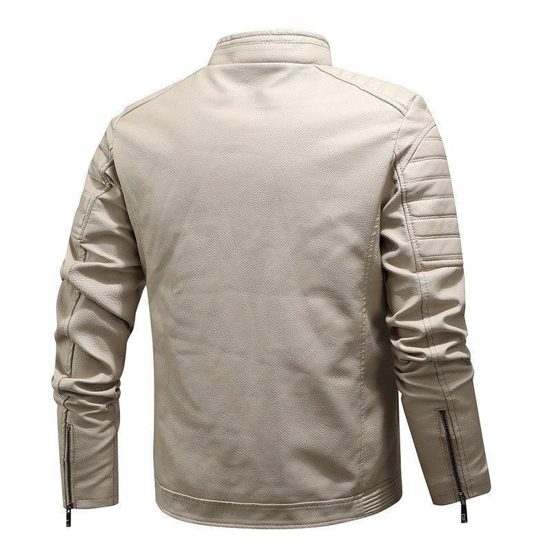 Herren-Motorradjacke aus Kunstleder mit Samtfutter