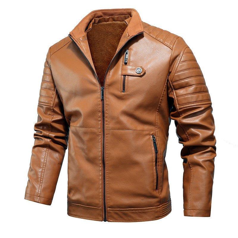 Herren-Motorradjacke aus Kunstleder mit Samtfutter