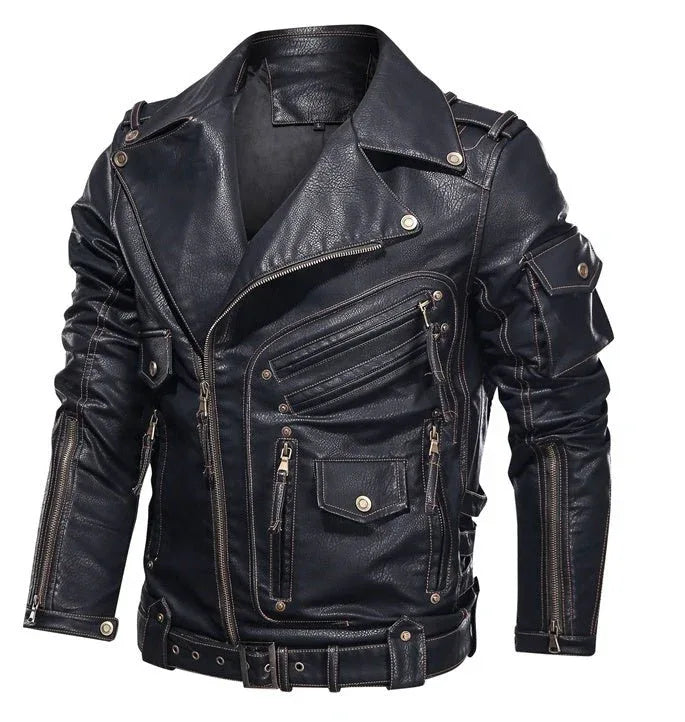 Herren-Lederjacke Schwarz Vintage