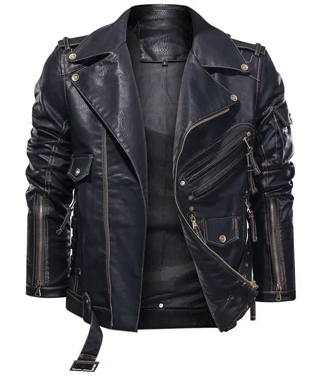 Herren-Lederjacke Schwarz Vintage