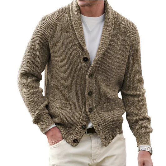 Herren-Pullover aus Baumwollmischung, locker geschnitten, geknöpft