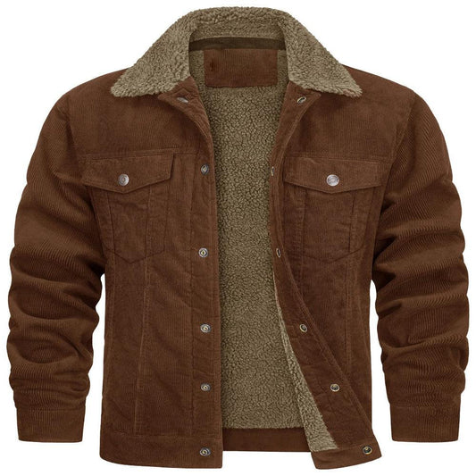 Men's Polyester Double Chest Pockets Winter Jacket