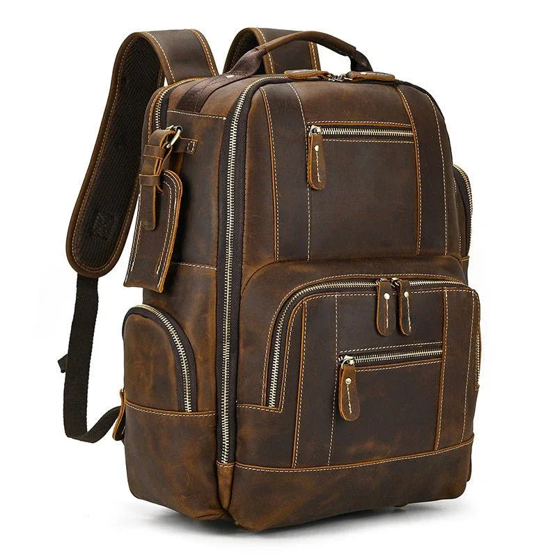 Retro Rucksack für Herren, große Schultasche aus Leder
