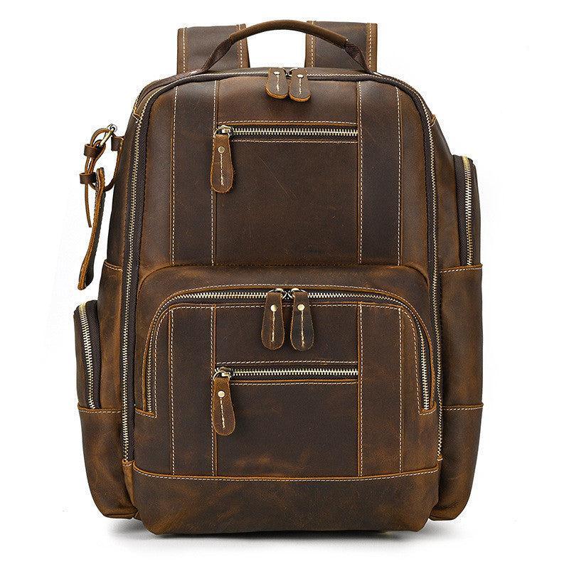 Retro Rucksack für Herren, große Schultasche aus Leder