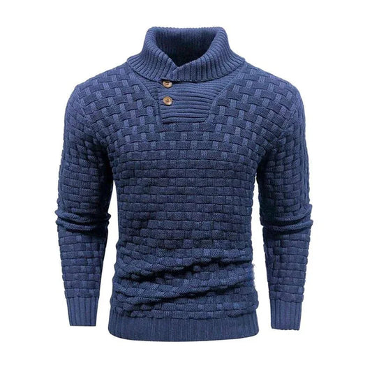 Herren Rollkragenpullover mit Knöpfen im Slim Fit