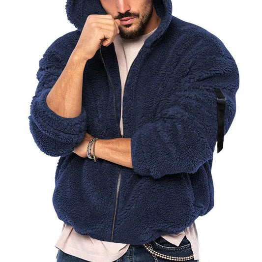 Herren Winter Doppelseitiger Warmer Kapuzenpullover mit Reißverschluss, Freizeit-Hoodie