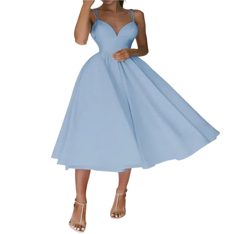 Sexy V-Neck Suspender Dress Summer Fashion A-Line Long Dress For Women