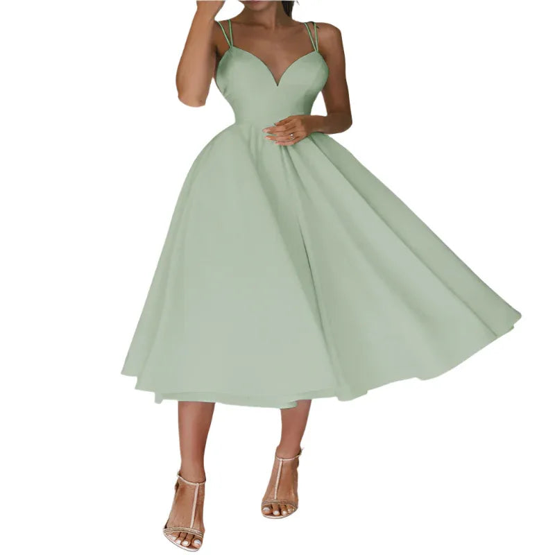 Sexy V-Neck Suspender Dress Summer Fashion A-Line Long Dress For Women