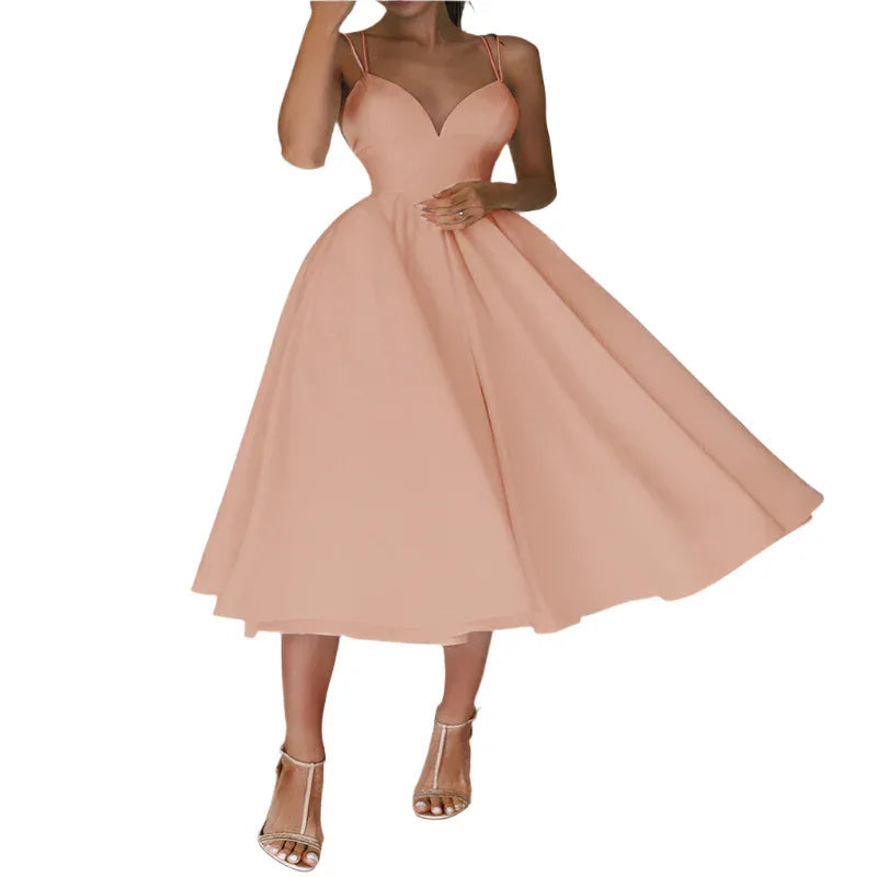 Sexy V-Neck Suspender Dress Summer Fashion A-Line Long Dress For Women