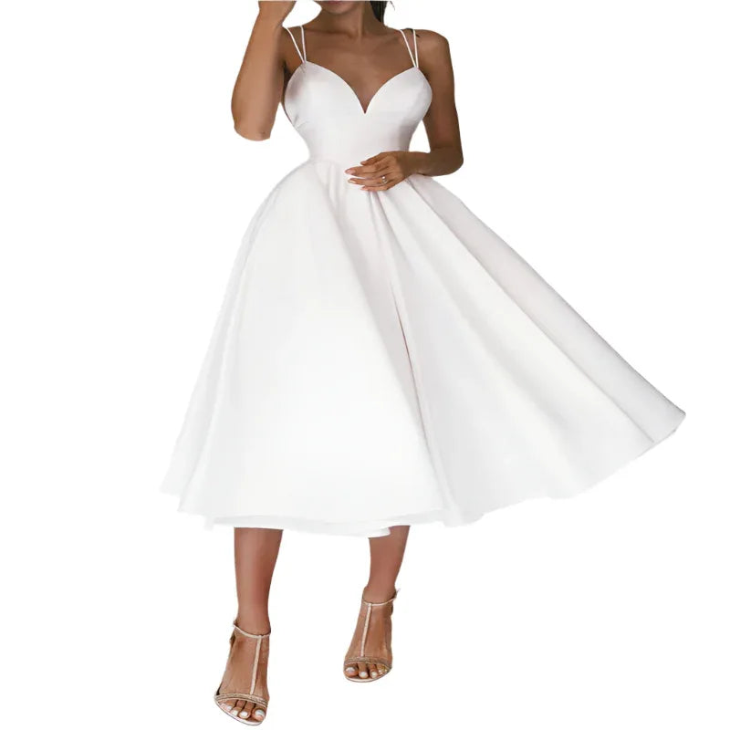 Sexy V-Neck Suspender Dress Summer Fashion A-Line Long Dress For Women