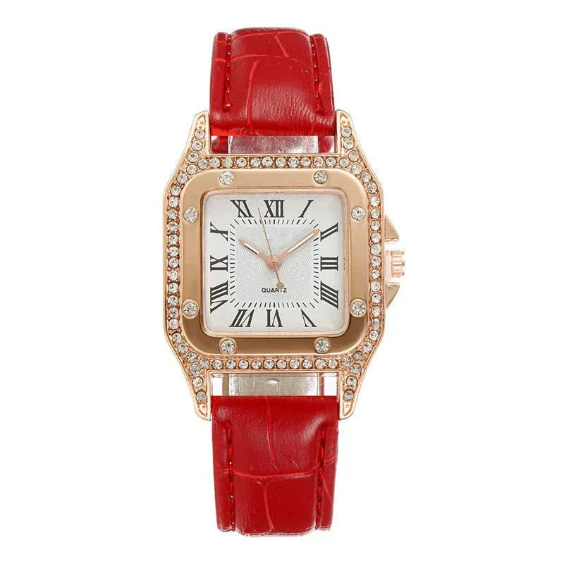 Quadratische Strass-Uhr für Damen