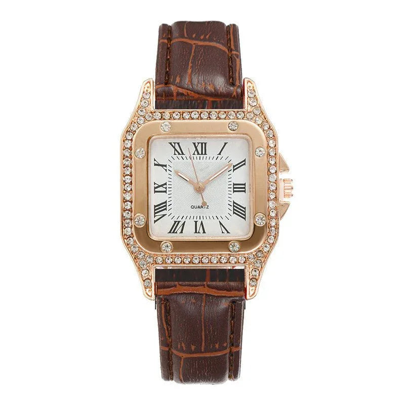 Quadratische Strass-Uhr für Damen
