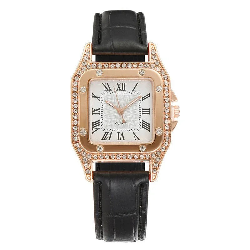 Quadratische Strass-Uhr für Damen