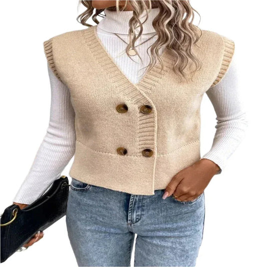 Damen Strick-Cardigan mit V-Ausschnitt und Knopfleiste