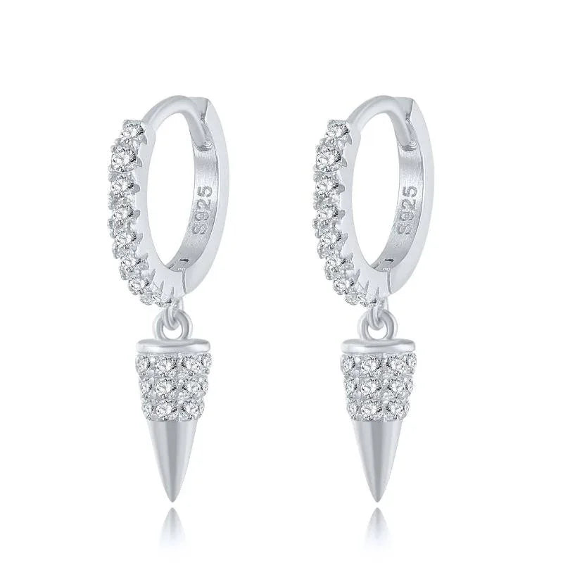 Damen 925 Sterling Silber Geometrische Ohrringe mit eingelegten Edelsteinen