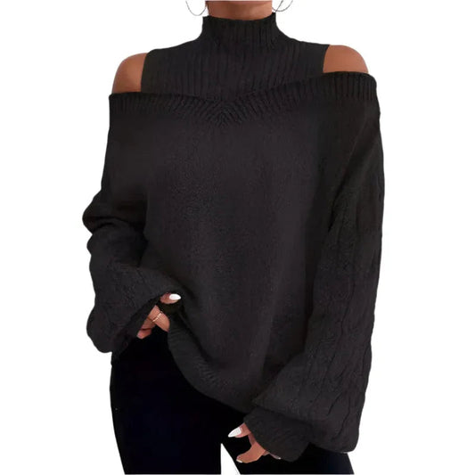 Damen-Rollkragenpullover mit Carmen-Ausschnitt