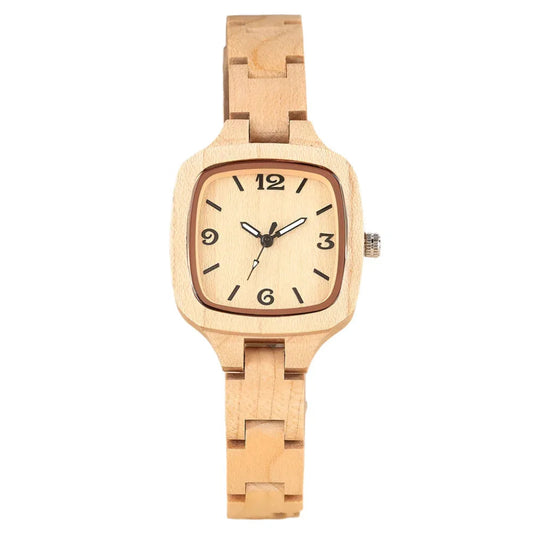 Women's Square Bamboo Wood Watch