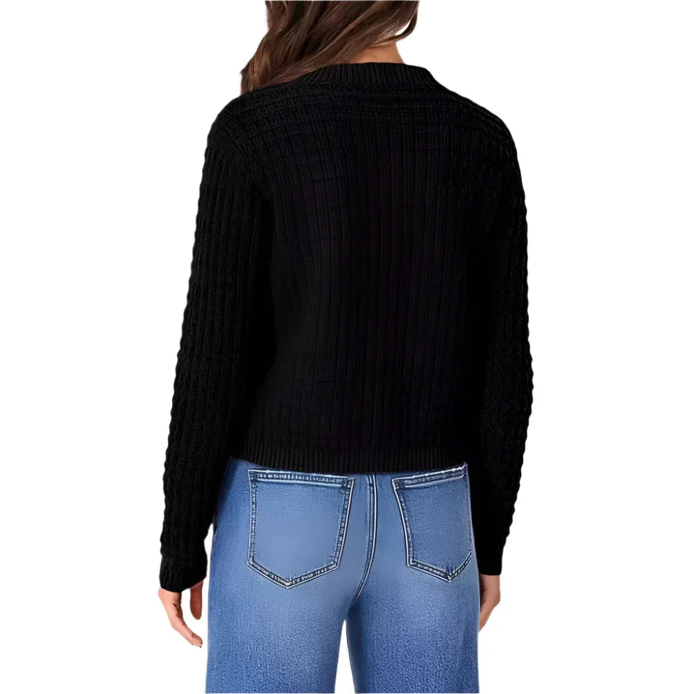 Women's Temperament Crew Neck Knitted Sweater Coat